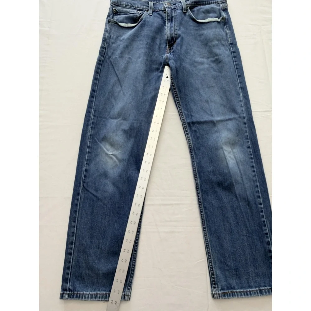Levi's 505 Jeans Mens 34x30 Blue Medium Wash Regular Straight Distressed Denim